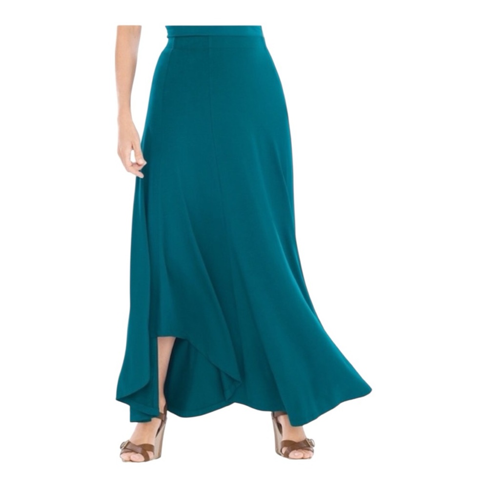 NWT Chicos size 0 small 4/6 A-Line Maxi Pull On Jersey Knit Solid green coastal